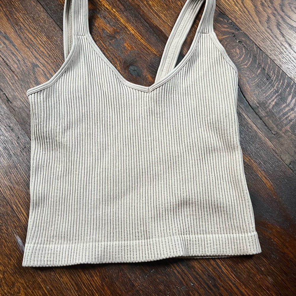 Urban Outfitters Ribbed Beige Tank Top
